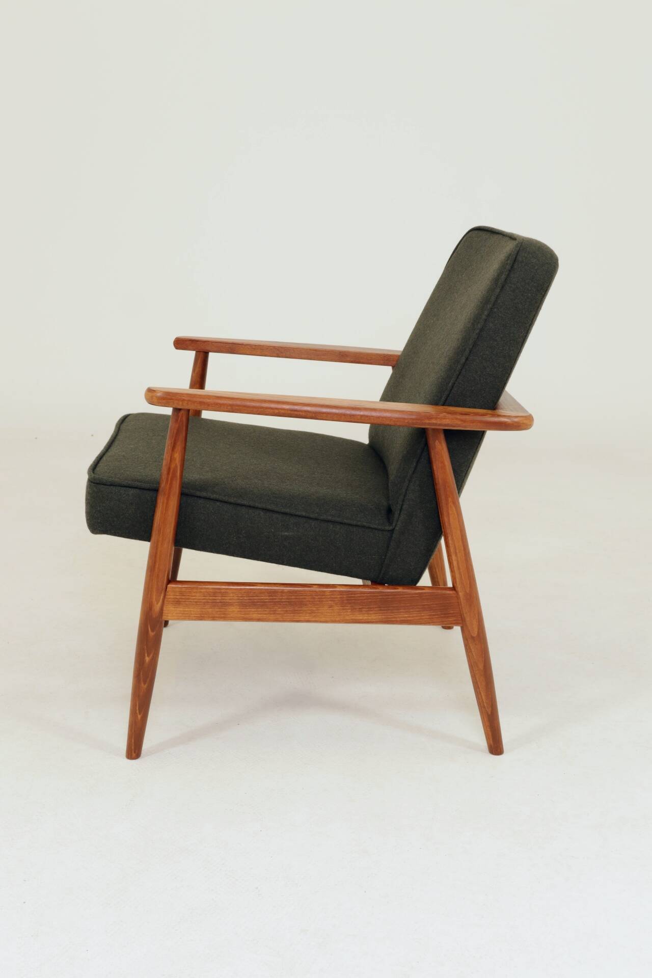 Modern living room chair deep olive green wool by M.Zielinski