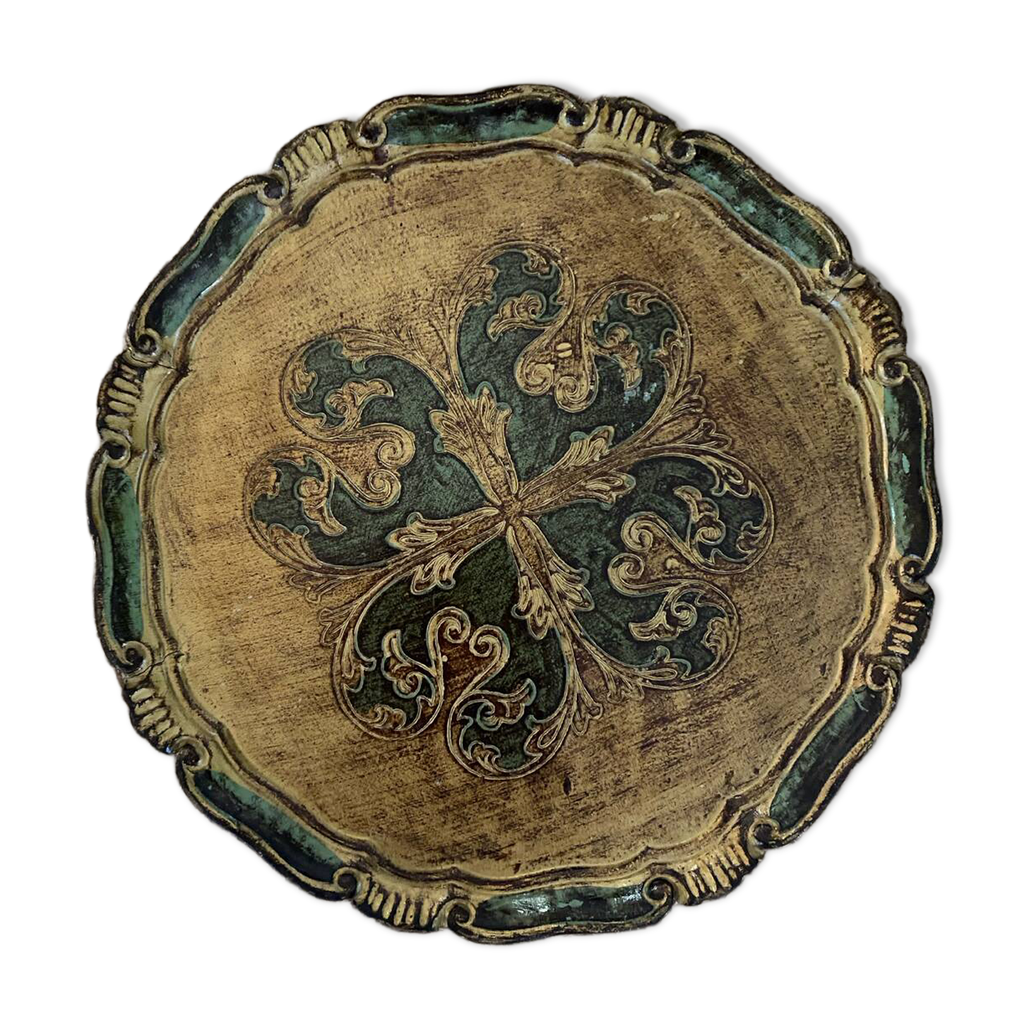 Round wooden Florentine platter