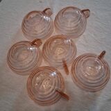 Set of 6 pink glass cups in very good condition.