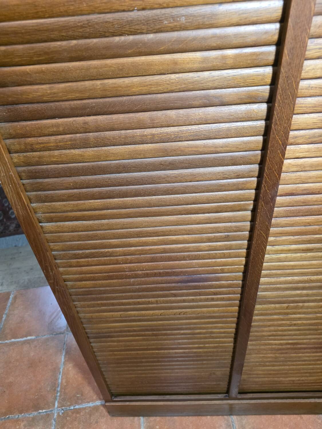 Antique double curtain oak cabinet