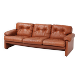 Brown leather 3-seater sofa Coronado by Tobia Scarpa for B&B Italia, Italy ca. 1960