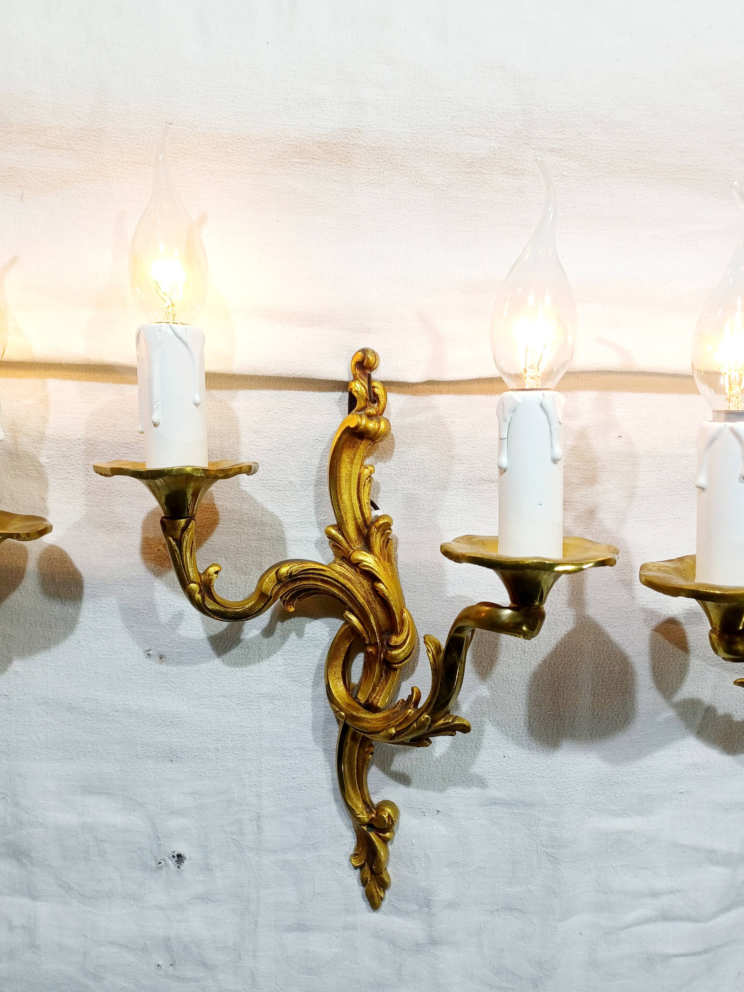 Bronze wall light triplet