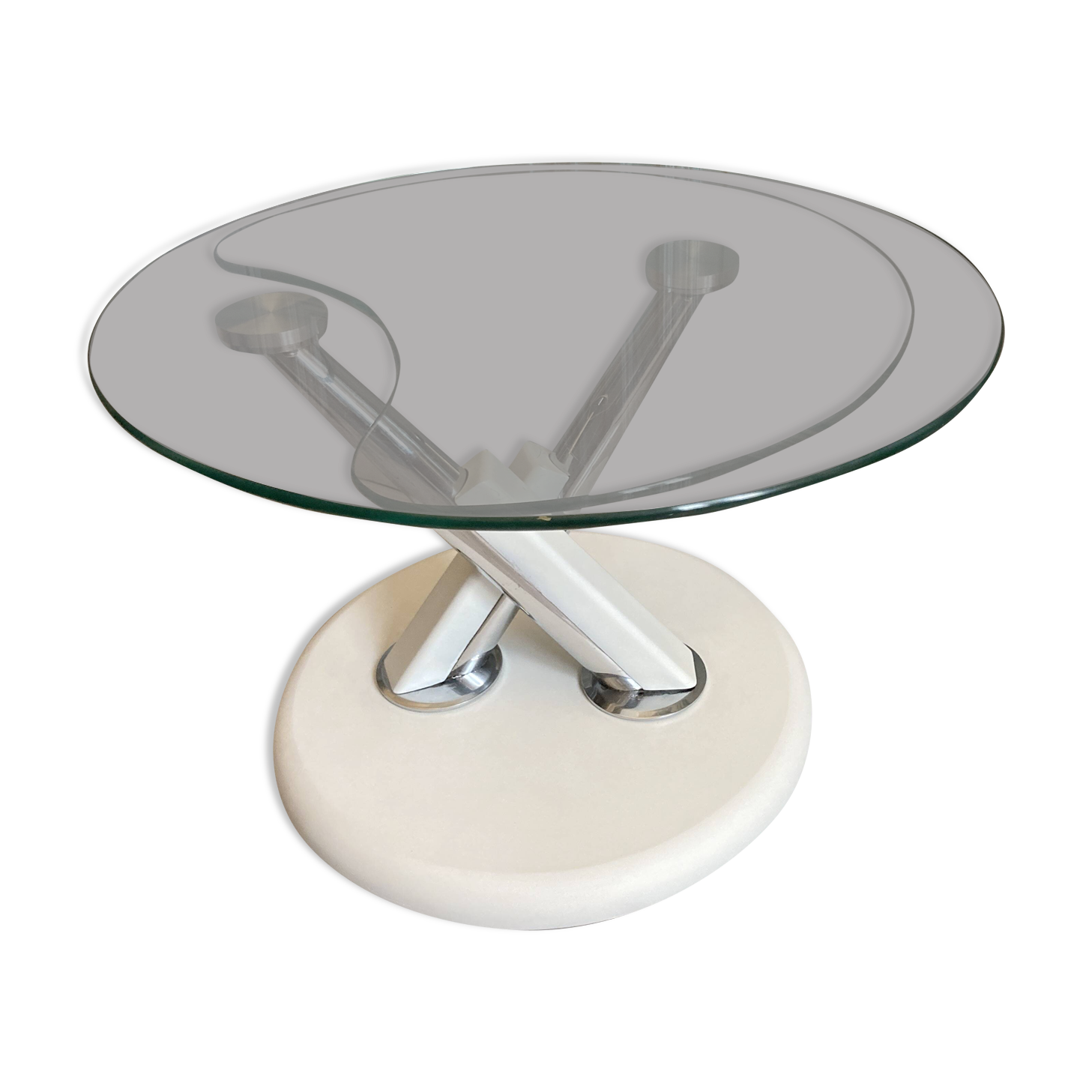 Vintage glass and chrome coffee table