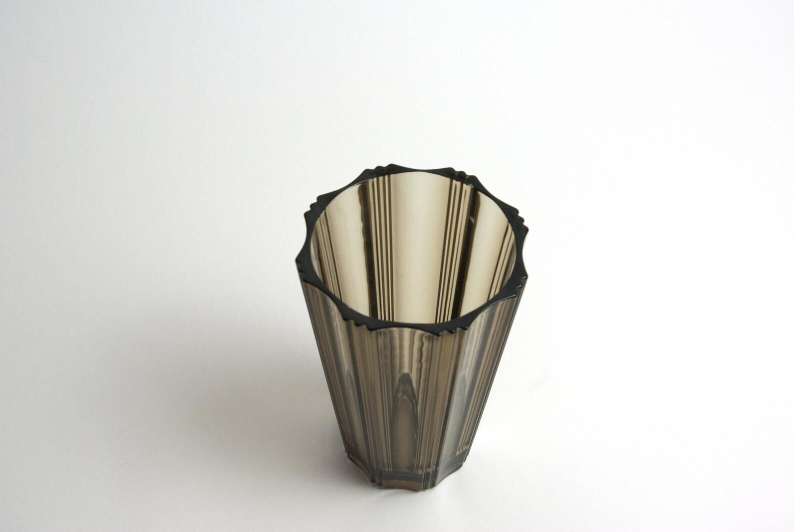 Ribbed smoked glass vase