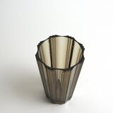 Ribbed smoked glass vase