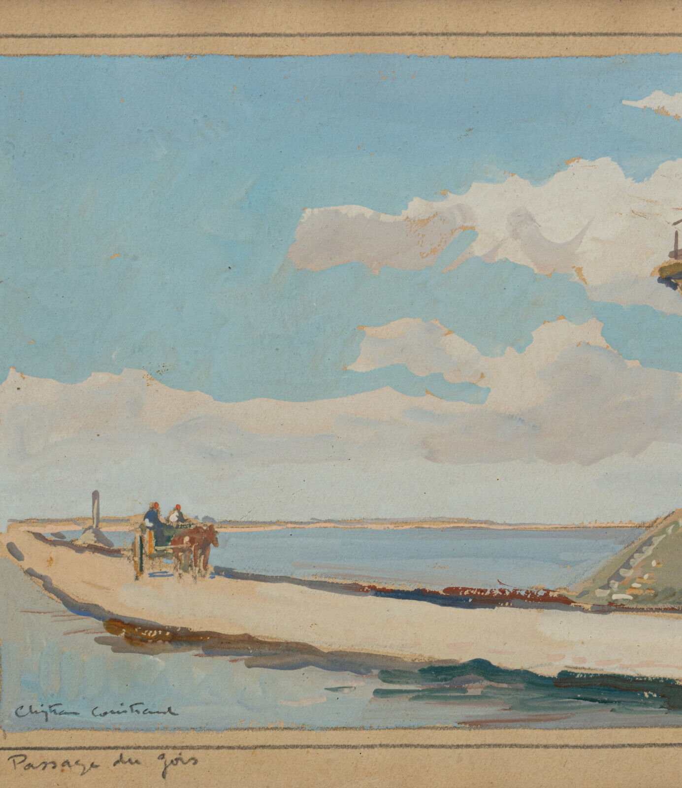 Watercolor on paper Christian Couillaud Noirmoutier The Passage of the Twentieth Gois
