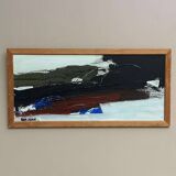 Huile sur panneau suédoise d'époque Mid Century – « Ouragan » par Hans Osswald – Vintage et encadrée – 35 × 74 cm (13,8" × 29,1")