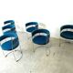 Set of 6 chrome wire and blue fabric dining chairs, 1970s