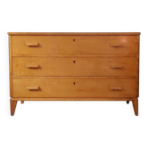 Commode à tiroirs rayonnante en bouleau, Danemark, années 1950