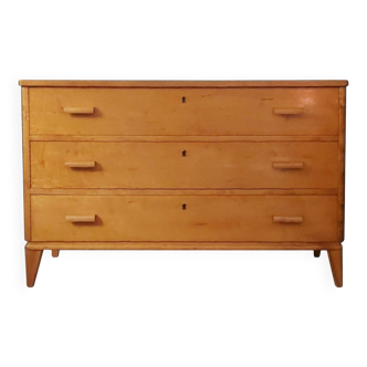 Commode à tiroirs rayonnante en bouleau, Danemark, années 1950