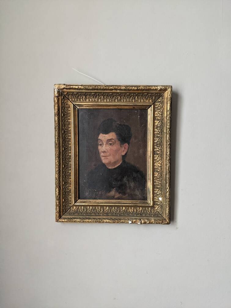 Oil on wood old portrait decoration antique countryside baroque molded