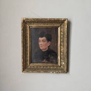 Oil on wood old portrait decoration antique countryside baroque molded