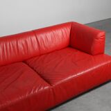 Red Mid-century 3-seater Leather Sofa by Edra, Italy 2000