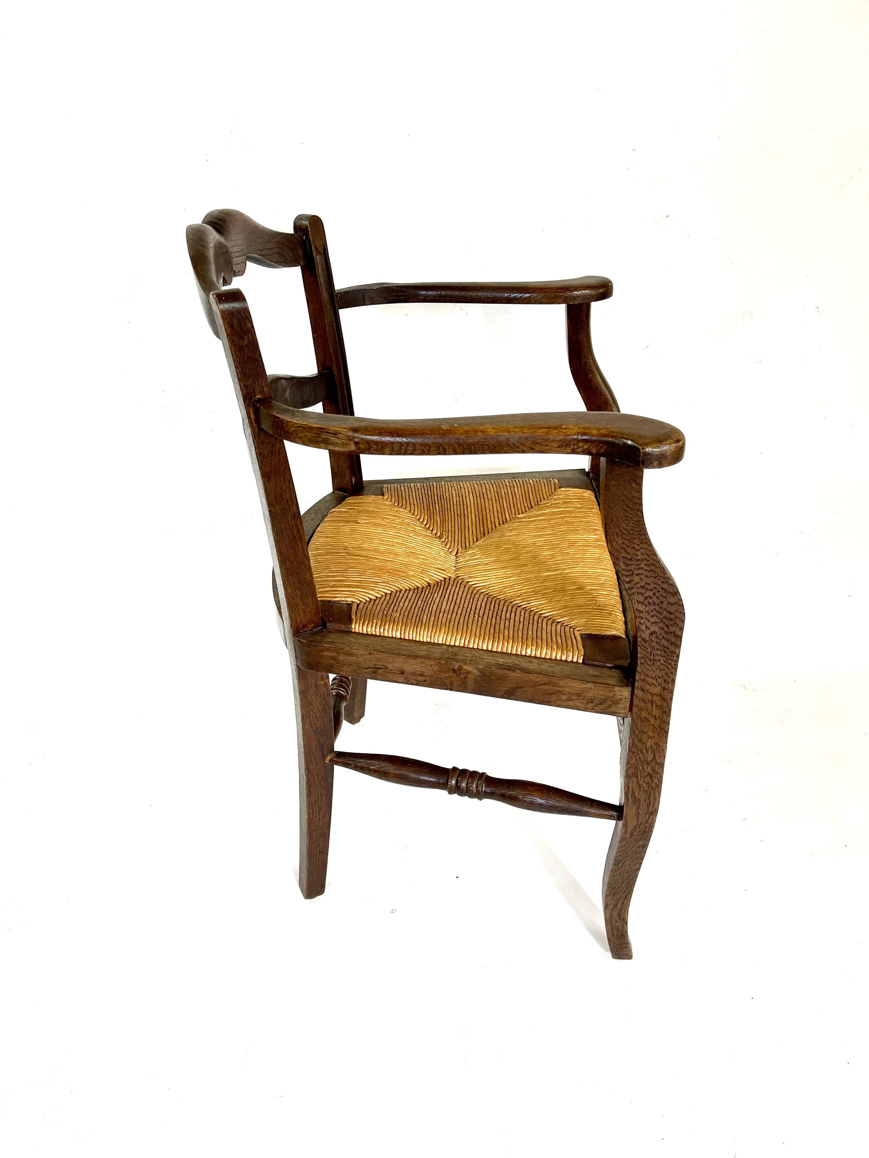 19th century rustic Provencal armchair with straw seat
