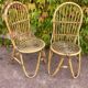 Série de 4 chaises en rotin des années 60
