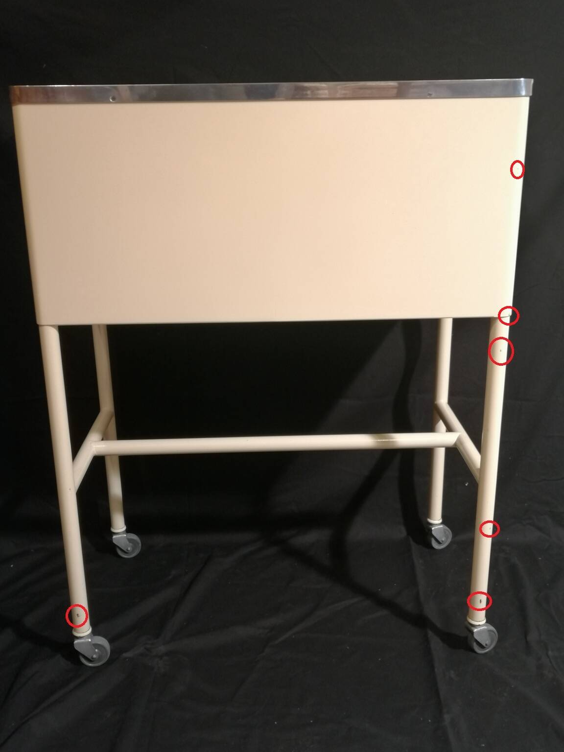 Small console/cabinet serving table from a dental/medical practice from the 1950s.