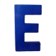 Letter E vintage sign in blue plexiglass