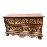 Large antique chest / bed end in solid exotic mahogany wood. 19th century