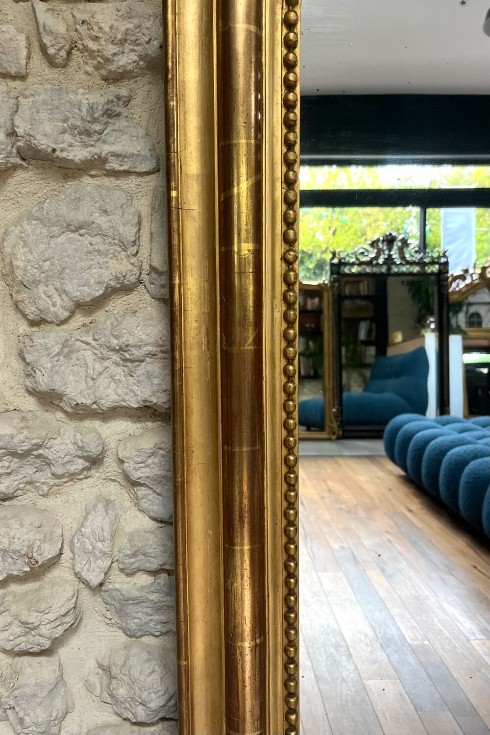 Antique mirror 145/102cm Louis-Philippe gilded with gold leaf