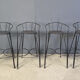 Tabourets de bar vintage en fer forgé et rotin, ensemble de 4 - années 1970