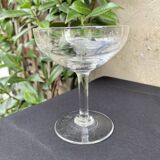 6 engraved crystal champagne glasses – Art Deco