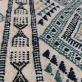 Handmade white blue and beige margoum rug