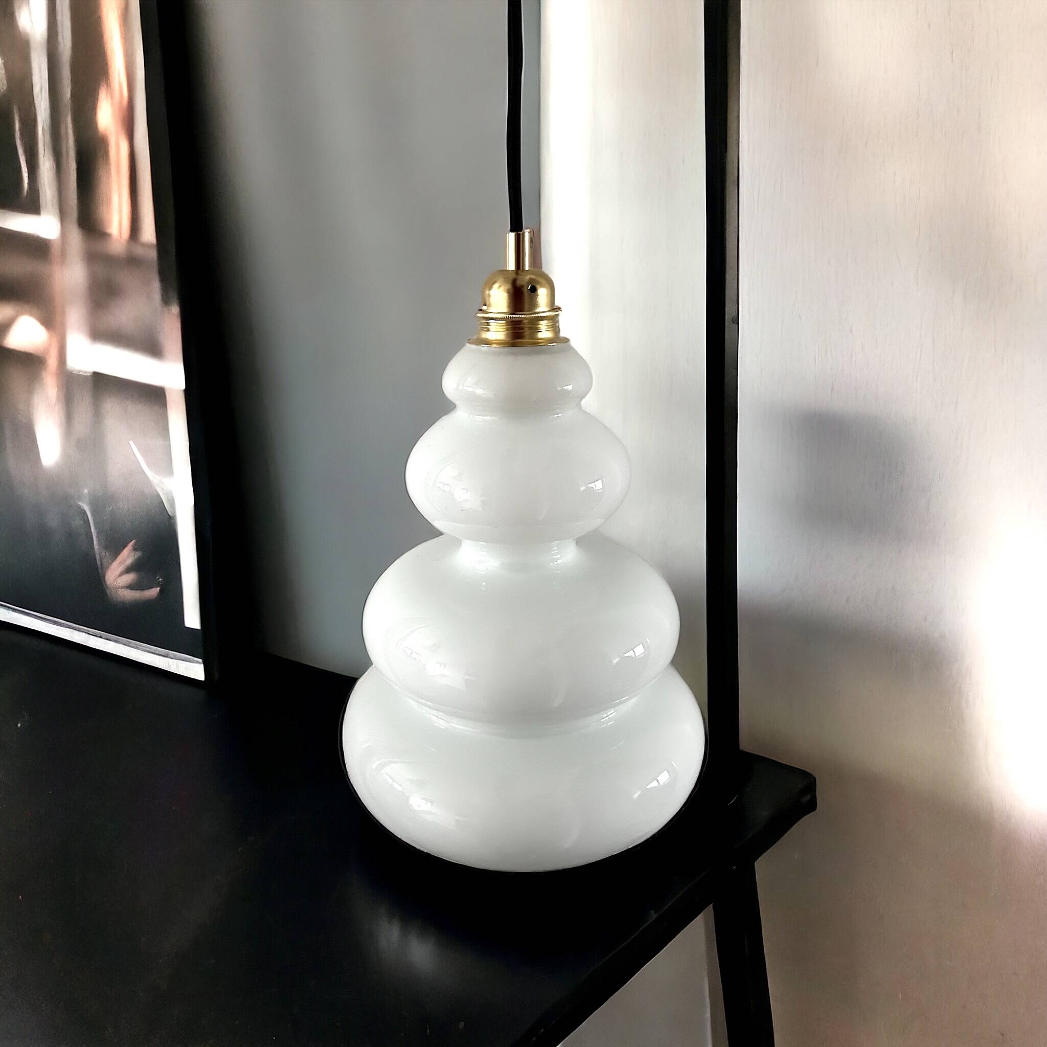 Seventies opaline pendant light