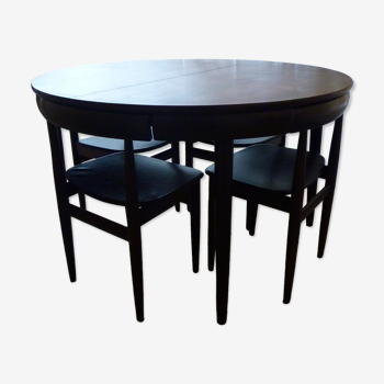Dining Set " Roundette " table and chairs by Hans Olsen for Frem Rojle Denmark