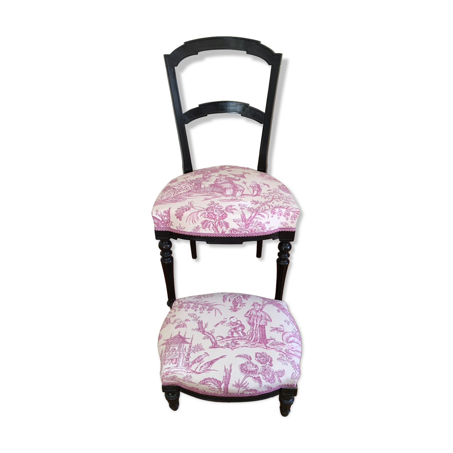 Ensemble chaise et repose pied style Louis XVI