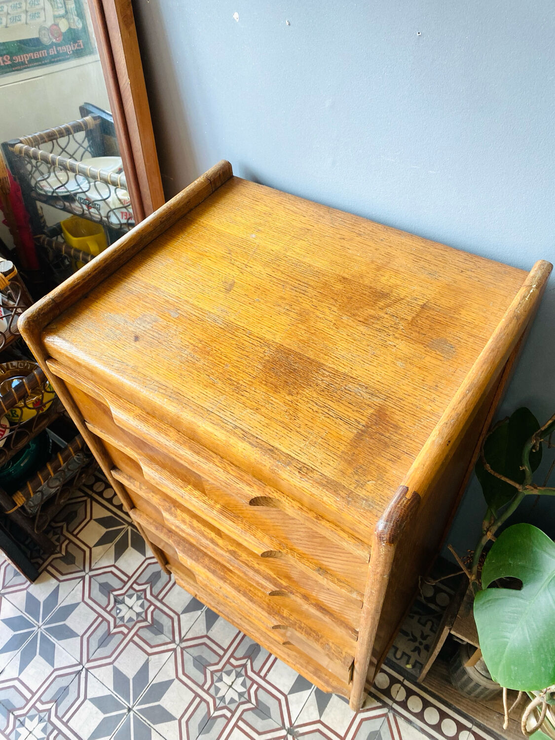 Small wooden chest of drawers from the 1950s.