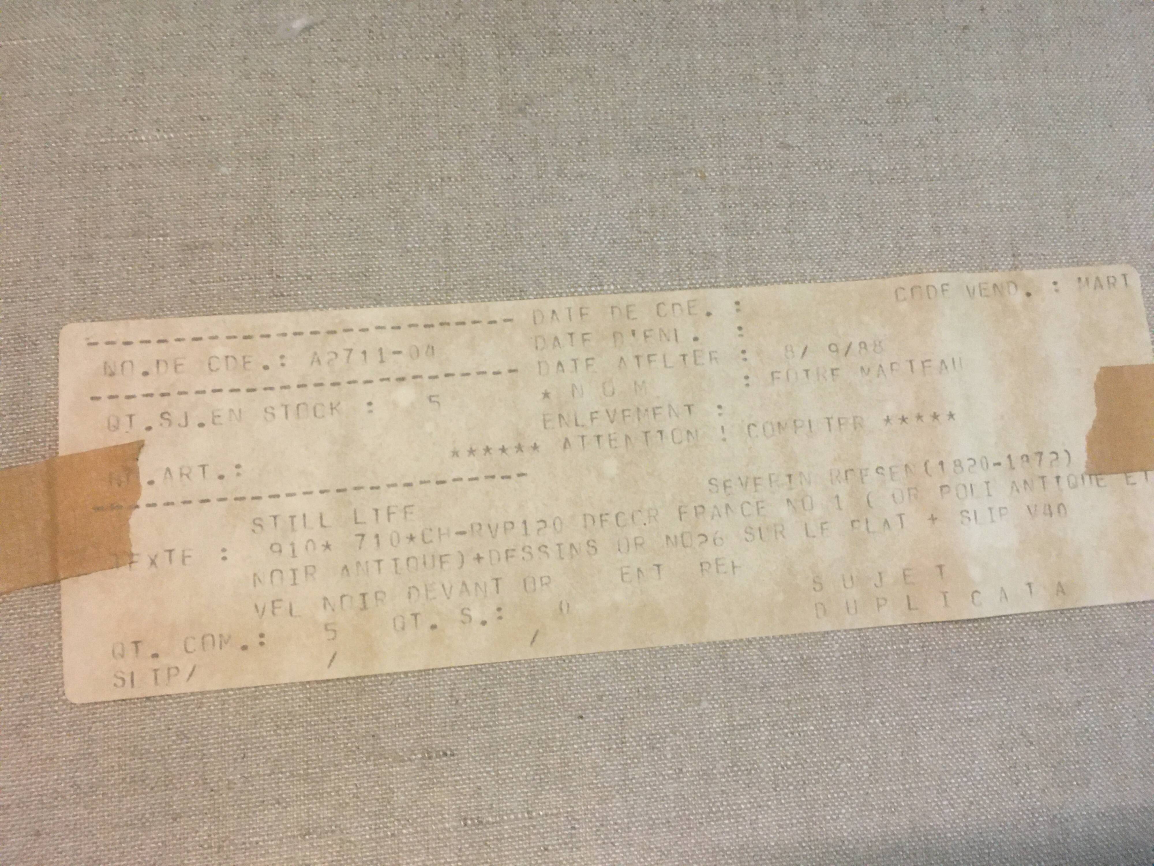 Bouquet of flowers and fruits on table, composition on canvas 100x120