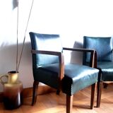 Pair of 1940 bridge armchairs in skaï