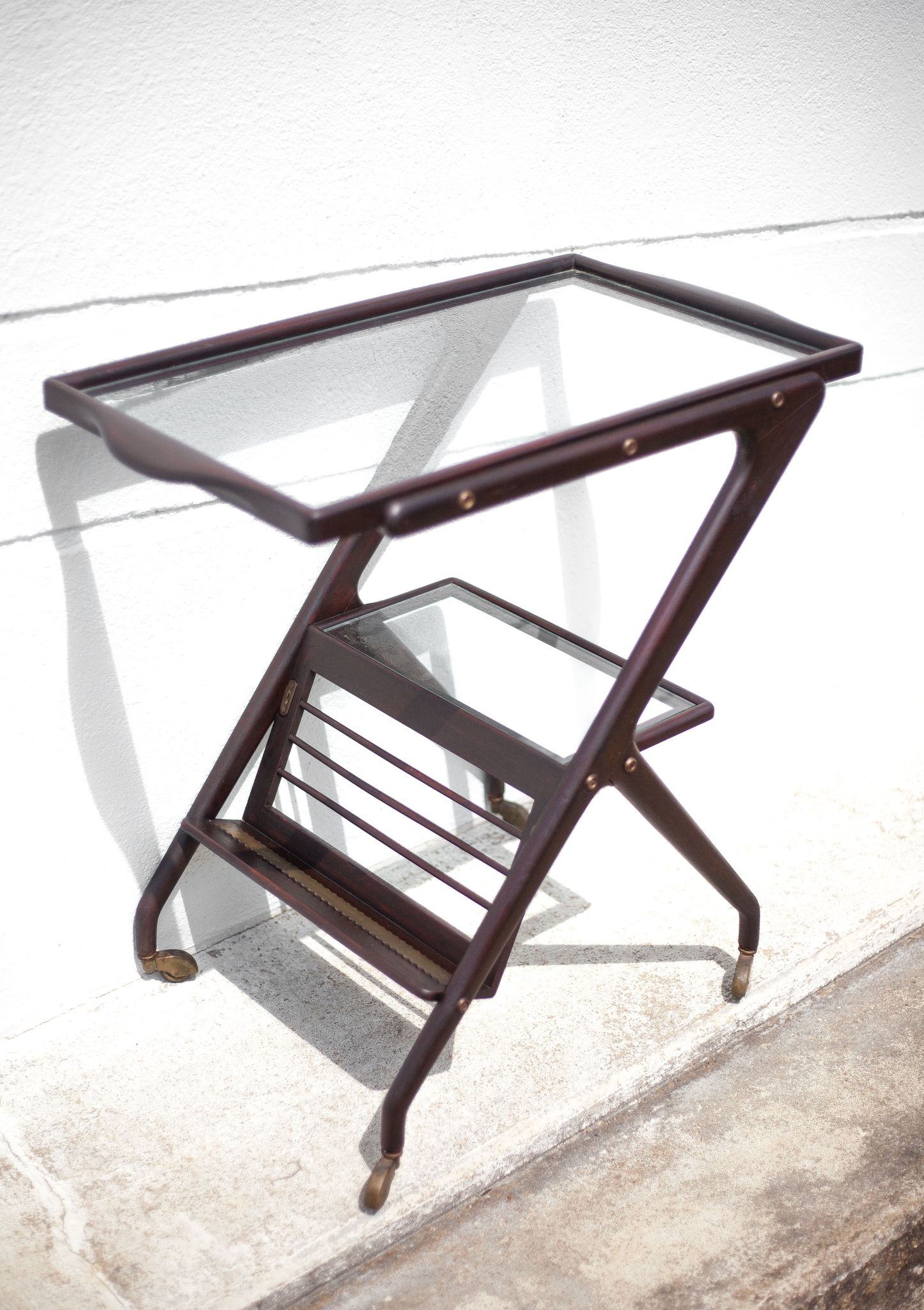 Serving rolling trolley, wood service, 50's