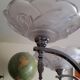 Lustre art déco en métal chromé et verre 6 bras de lumières