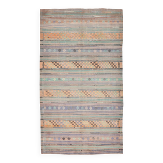 Kilim ancien à motifs géométriques – palette douce et naturelle 168x303Cm
