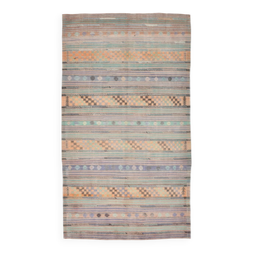 Kilim ancien à motifs géométriques – palette douce et naturelle 168x303Cm