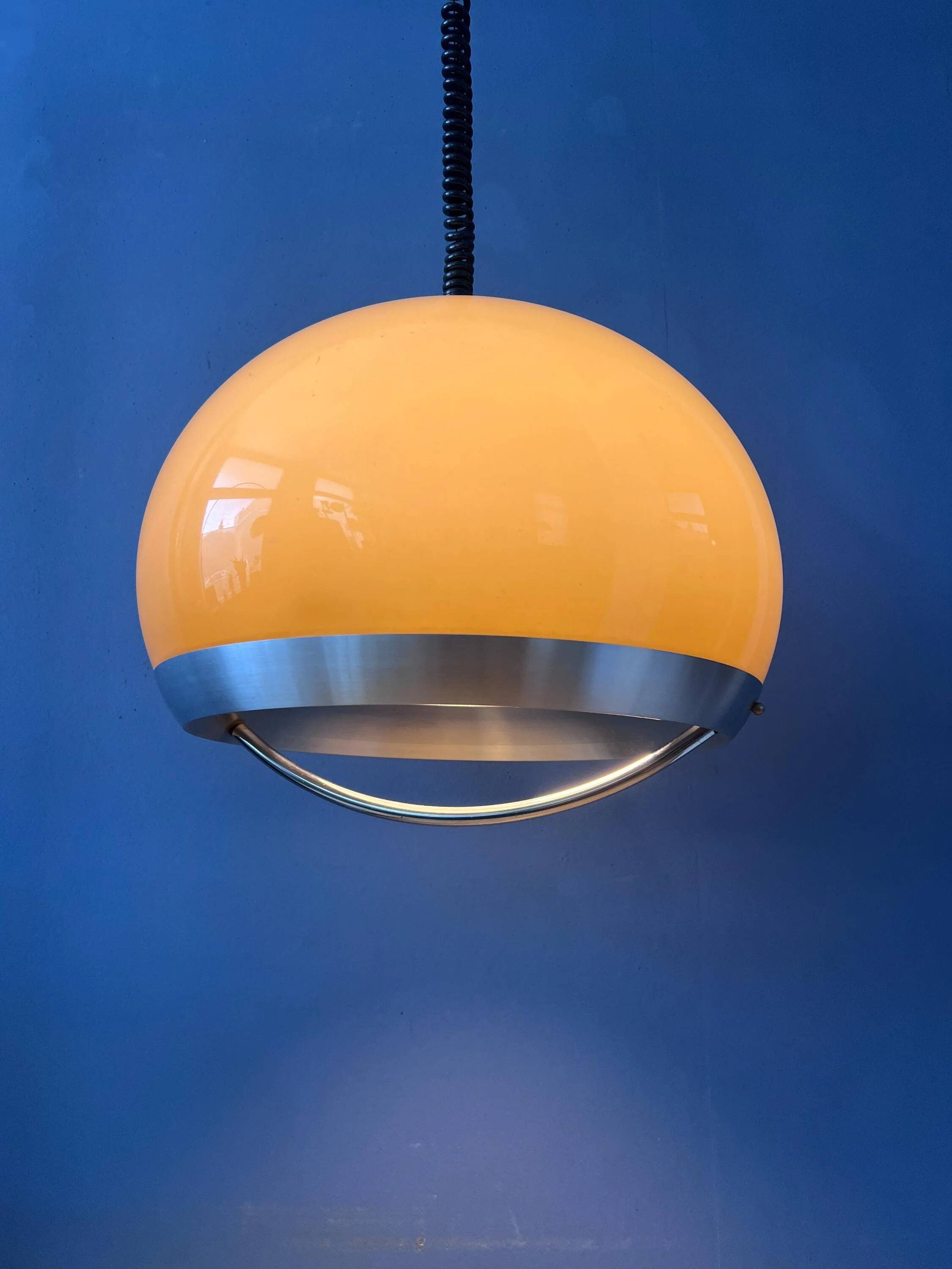 Vintage Space Age Dijkstra mushroom suspension, mid-century modern ceiling light.