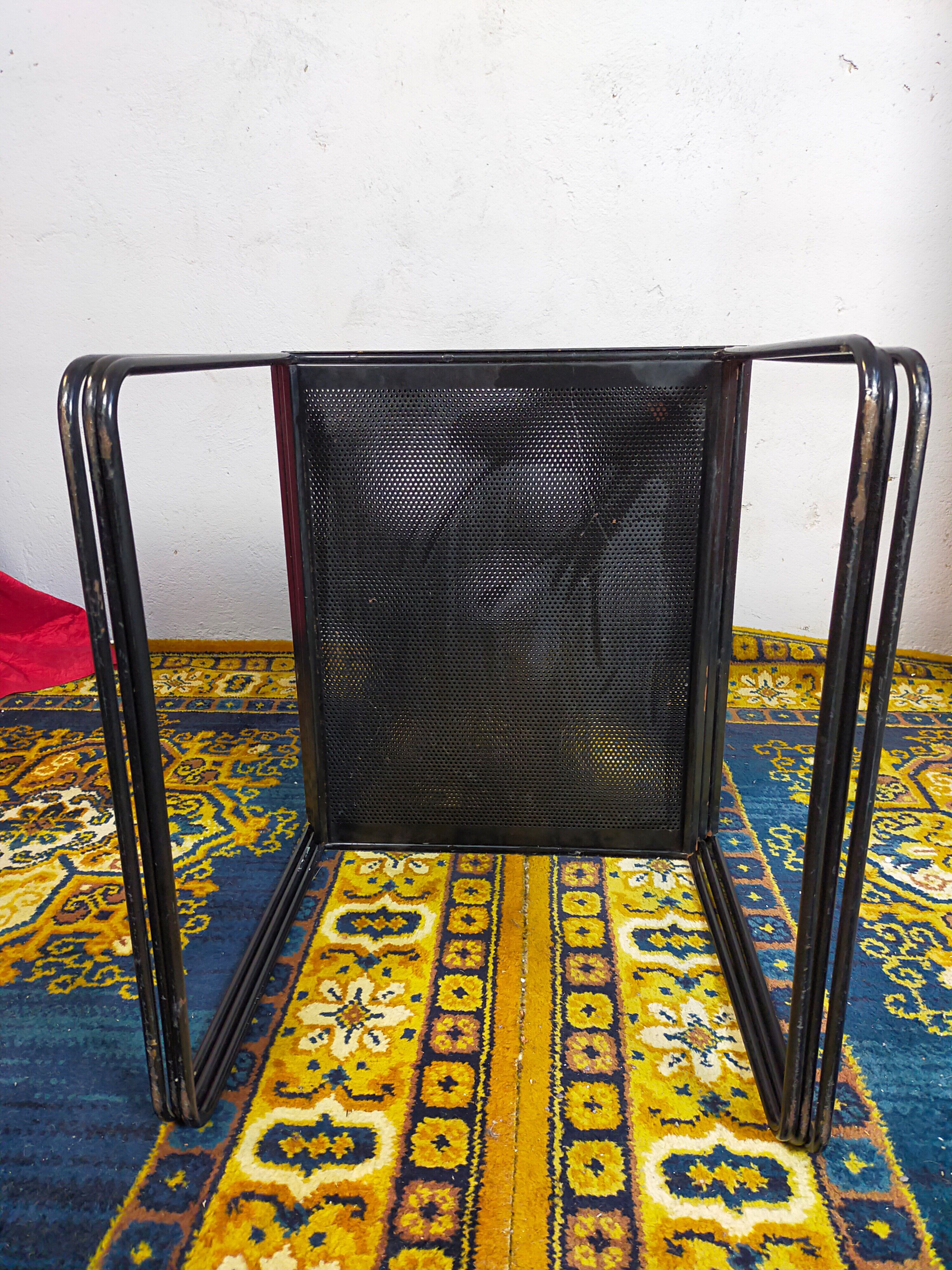 Vintage black metal trundle tables 1950