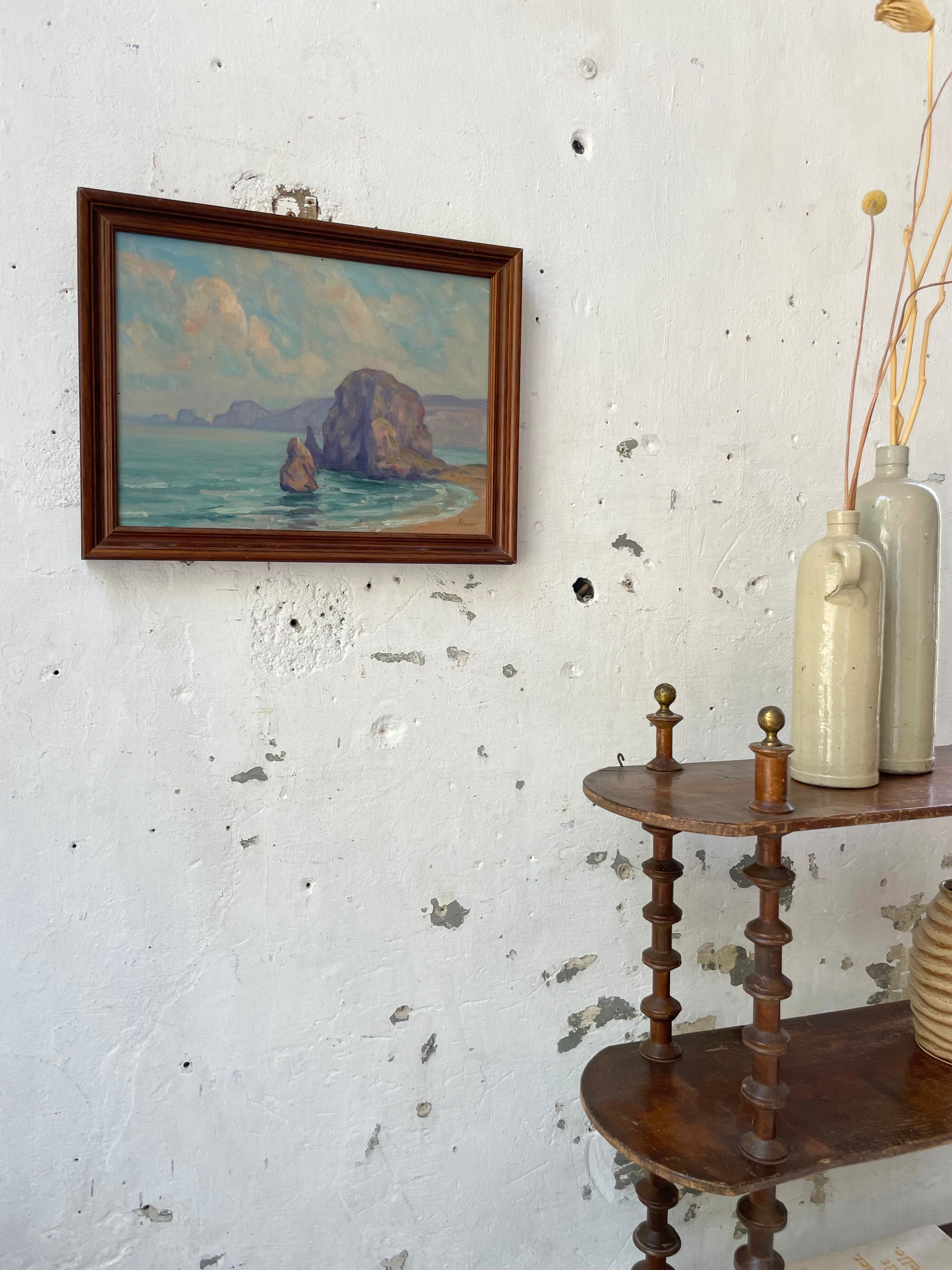 Sea framed oil painting