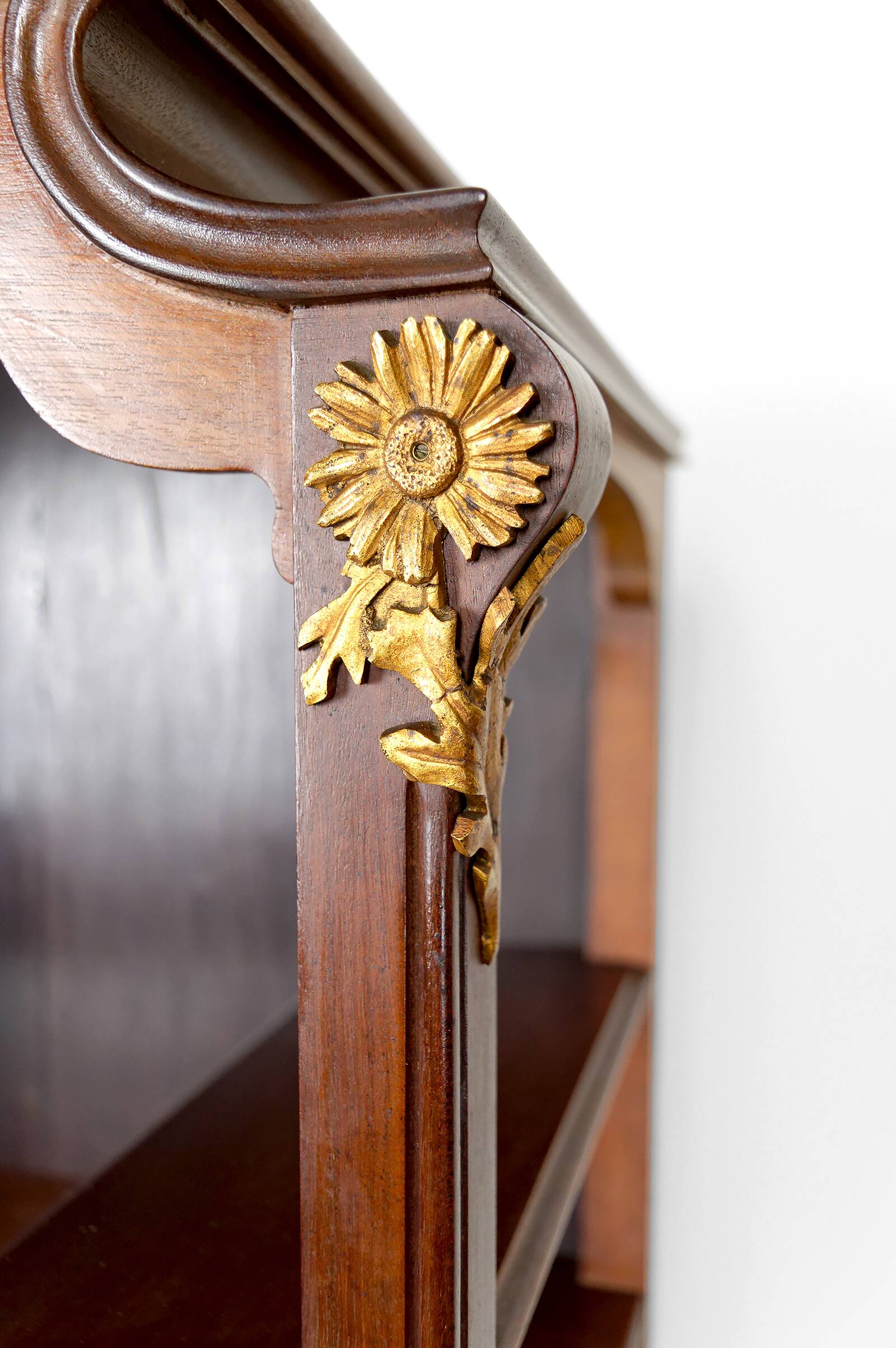 Art Nouveau display case, bronzes and carved wood on a floral theme, circa 1900