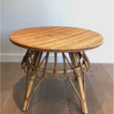 Round rattan coffee table