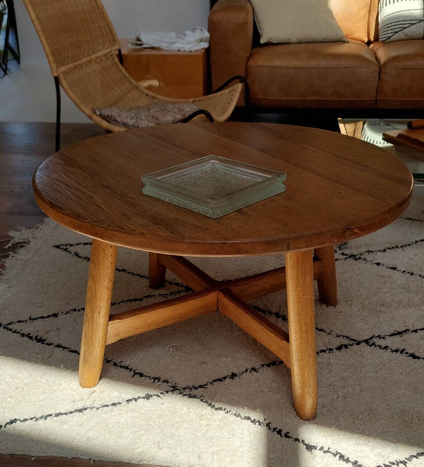 Brutalist oak coffee table