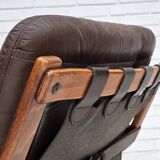 1970s, Norwegian armchair by Jon Hjortdal, furniture leather, bent wood.