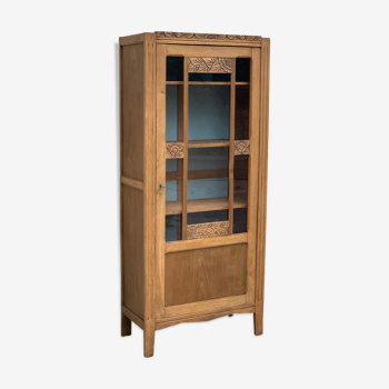 Armoire parisienne vitrée art déco 1930  bois brut