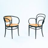 Thonet bentwood webbing chairs 214f 210r chairs, set of 2