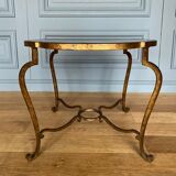 Gueridon 1940 french work ironwork doree plateau eglomise