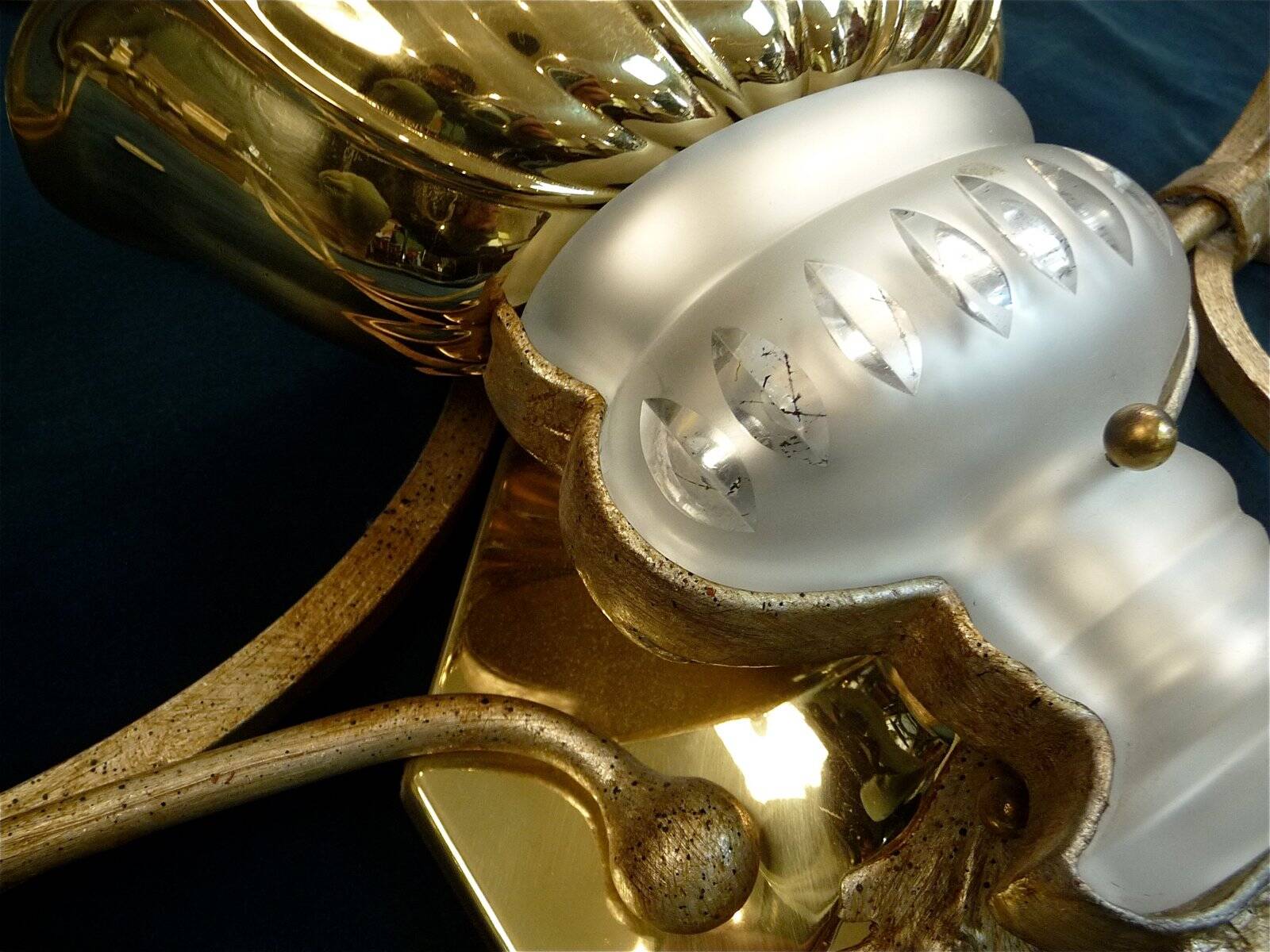 Large Italian gilt metal and crystal glass sconces from Banci Firenze, 1960s, set of 2