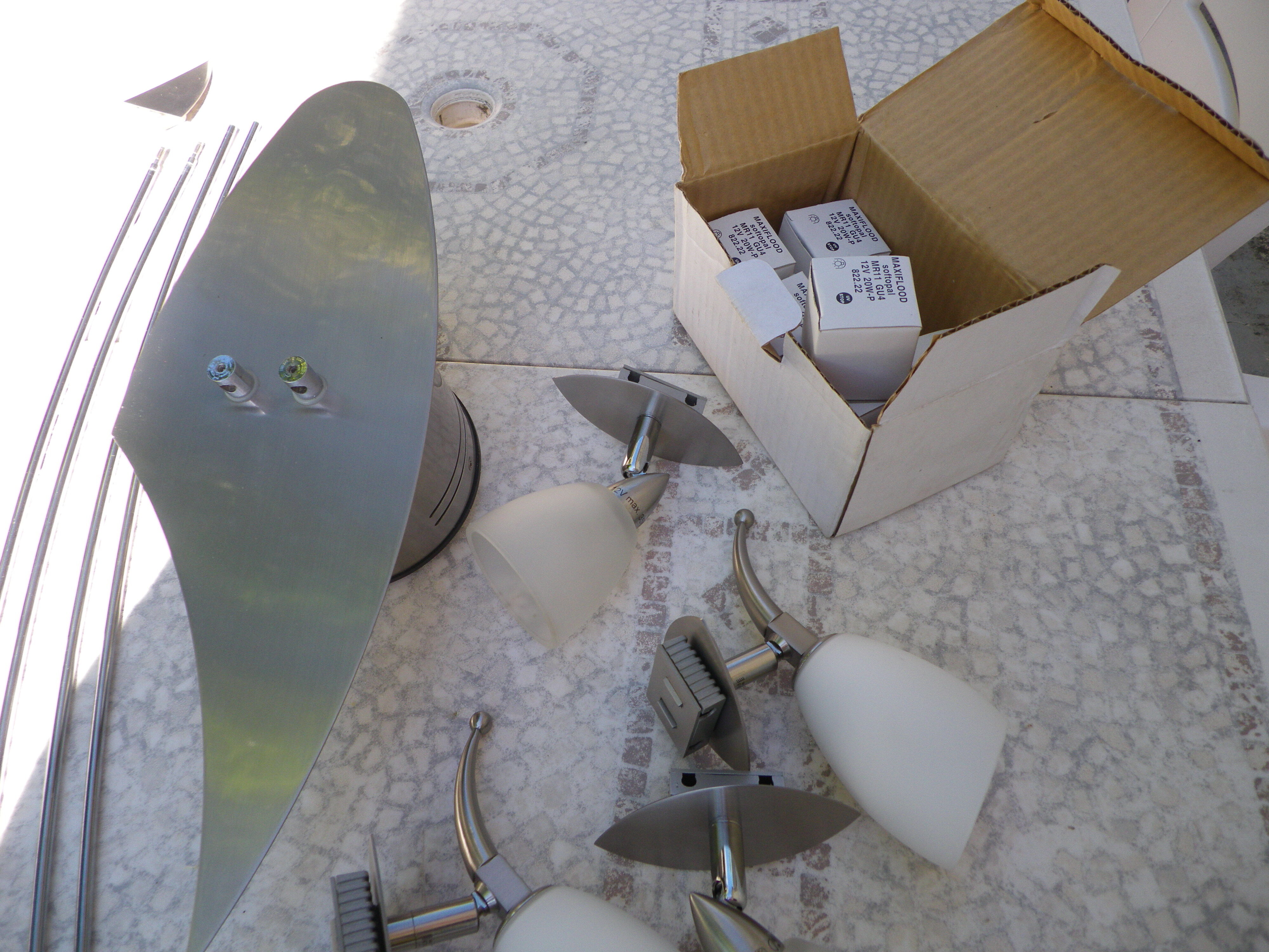 "Paulmann" 1m40 design hanging 6 lights anodized aluminium - 70s