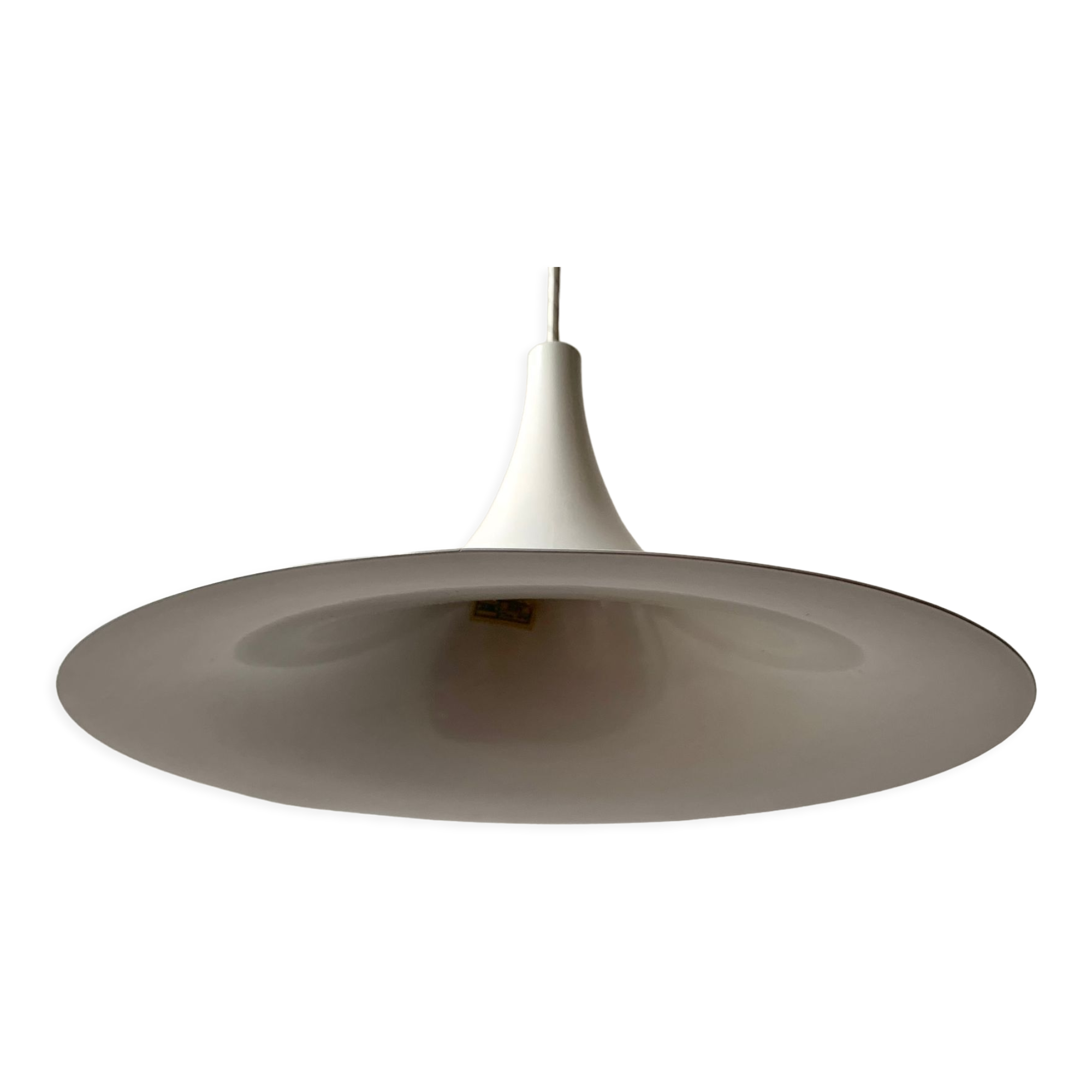 White "trumpet" lamp from the 1960s by the manufacturer AKA.