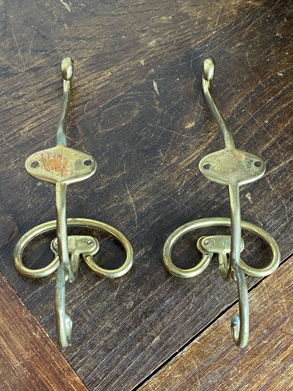 Pair of brass hooks